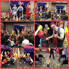 Families enjoy the Big Balloon Show at their library