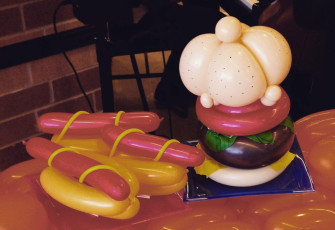 Hamburger and Hot Dog Balloon Sculpture