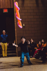 Kids volunteer in the Mousetrap Machine Science Assembly