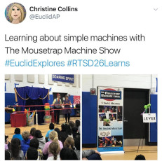 Kids volunteer in the Mousetrap Machine Science Assembly