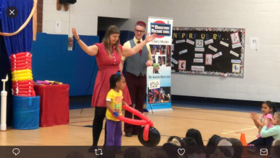 Kids volunteer in the Mousetrap Machine Science Assembly